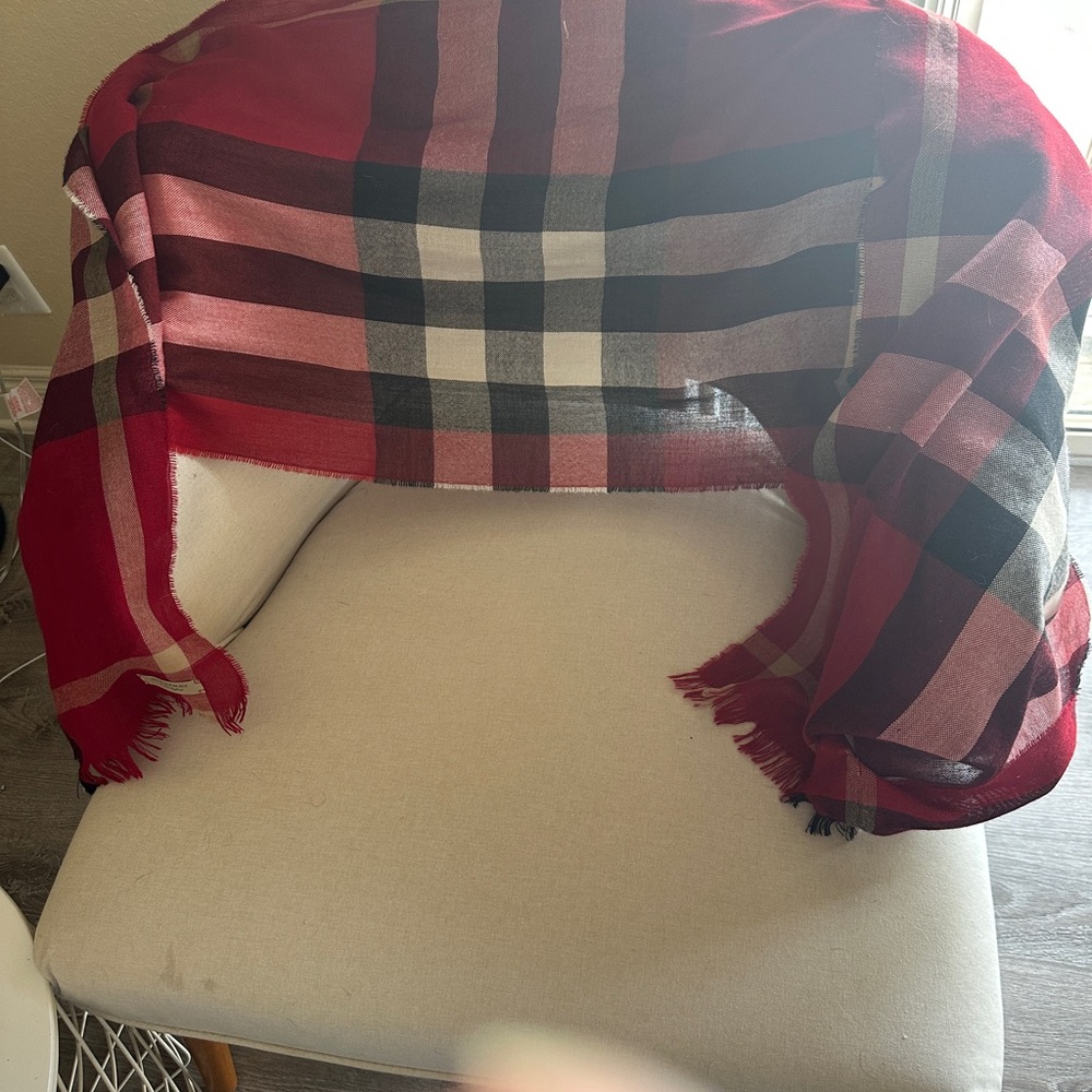 Burberry Red and Black Checkered Scarf